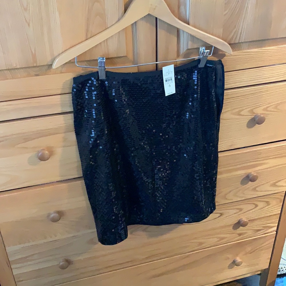 Loft Black Sequin Skirt, size 6